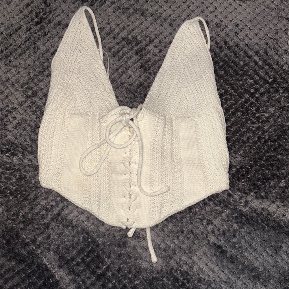 Womens PACSUN BOHO KNIT Halter Top NWOT cream/XS